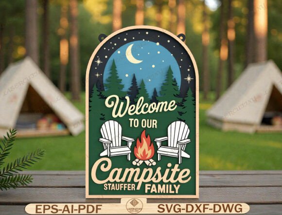 Campsite Welcome Sign Laser Cut File