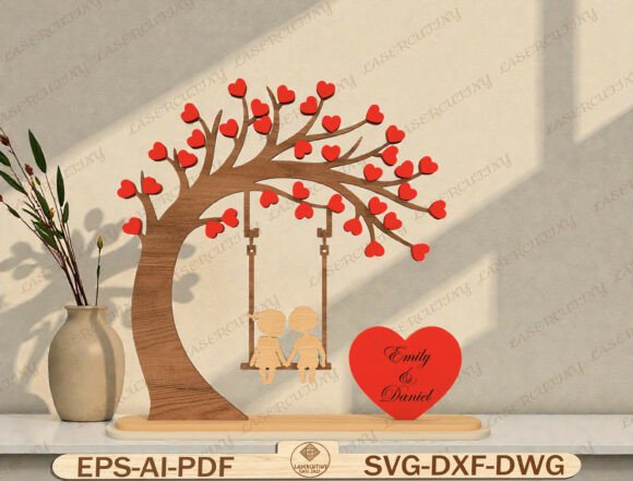 Couple Swing Tree Sign Laser Cut File