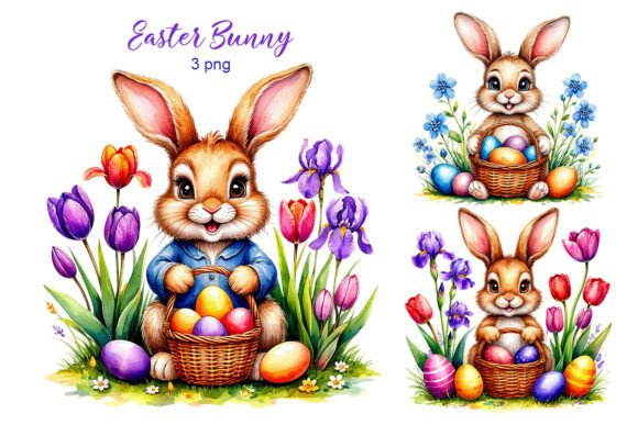 Easter Bunny Sublimation Clip Art. 3 Png