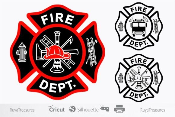 Fire Dept Maltese Cross Firefighter Svg Design