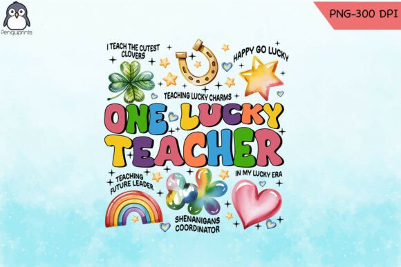 Retro St Patrick's Day Lucky Teacher PNG