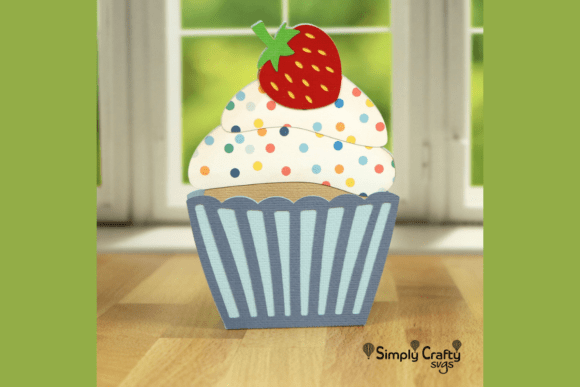Strawberry Cupcake Box Card SVG
