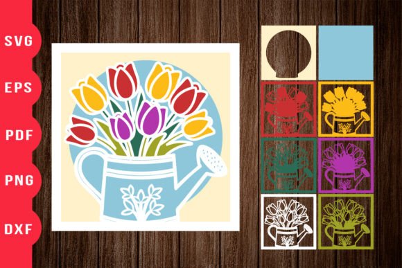 Tulip Watering Can 3D Shadow Box: A Versatile Asset for Creative Professionals